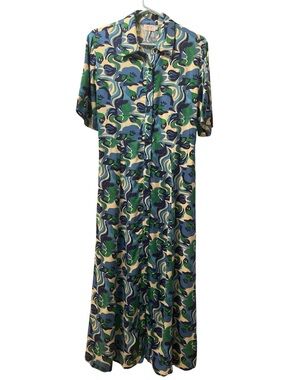 Anna Kay Paris Ovie Printed Shirt Maxi Dress Small